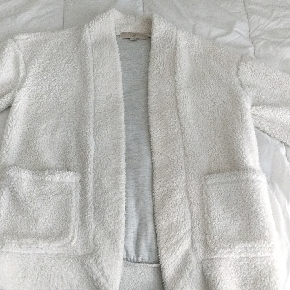 Loft sherpa cardigan sweater